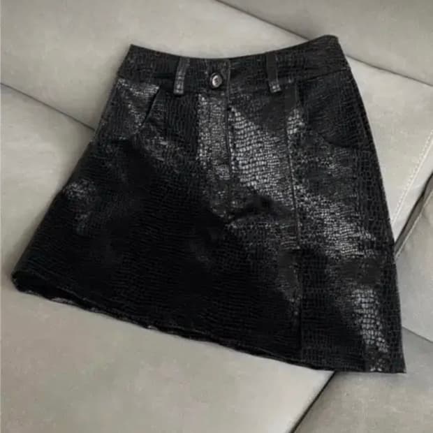 파이톤 레더 가죽 스커트 M