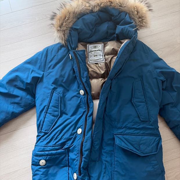 OFFROAD 파란색 패딩 퍼 후드