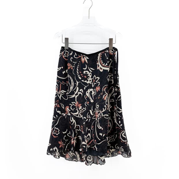 빈티지 플라워 미디 스커트 