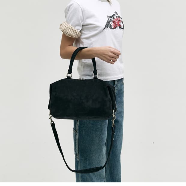 마지셔우드 dumpling tote black suede