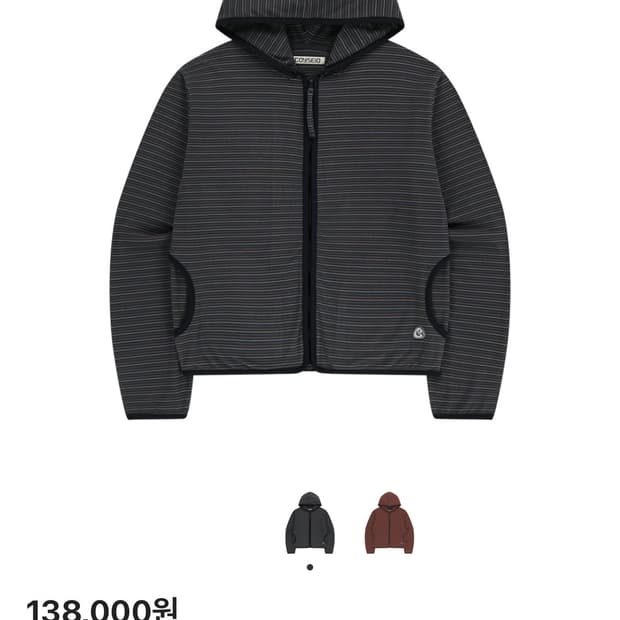 코이세이오 스트라이프 플리스 후드 집업 차콜