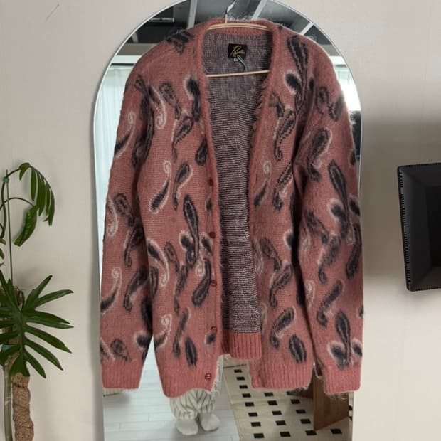 M) 니들스 모헤어 가디건 페이즐리 핑크
