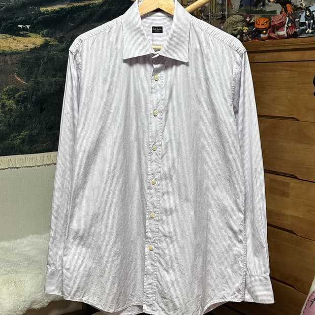 폴스미스 자수 스트라이프셔츠 16 1/2 42/105 라벤더