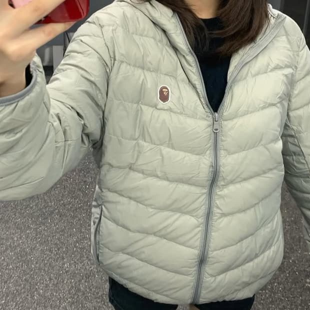 베이프 경량패딩 그레이
