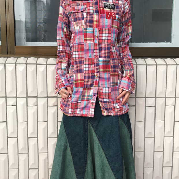 Check pattern hood shirt