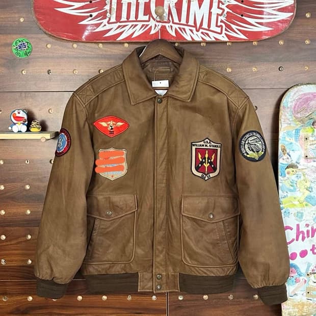 Vintage 아메리칸 A-2 레트로 레더 자켓
