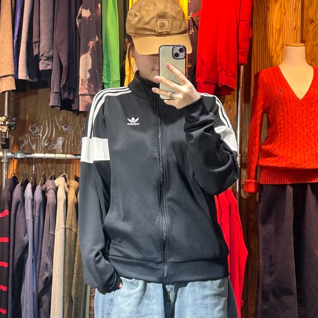 XS 아디다스 오리지널스 빅로고 배색 트랙탑 블랙 자켓