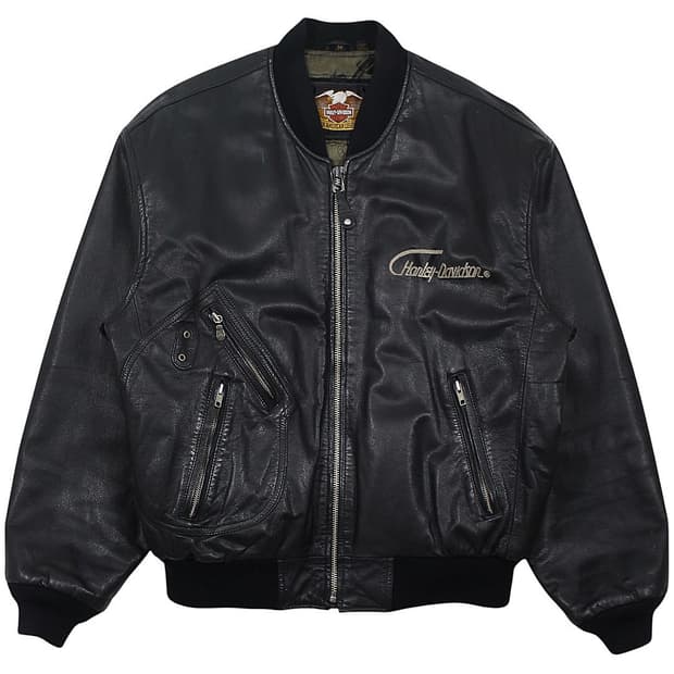 1990s 할리데이비슨 V-Twin Power 레더 자켓 빈티지 가죽
