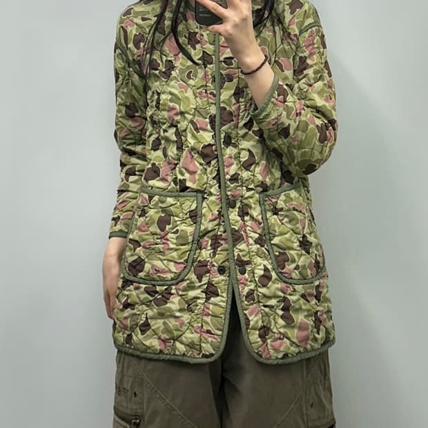 Vintage 빈티지 카모 퀼팅 패딩
