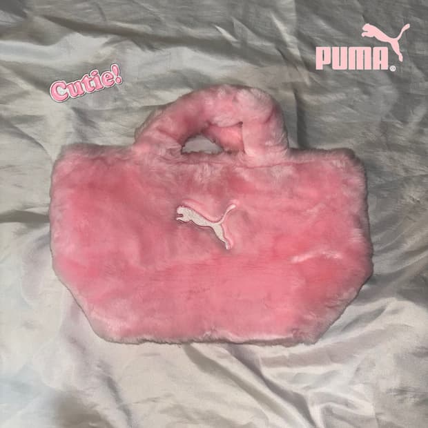 푸마 핑크 퍼 토트백