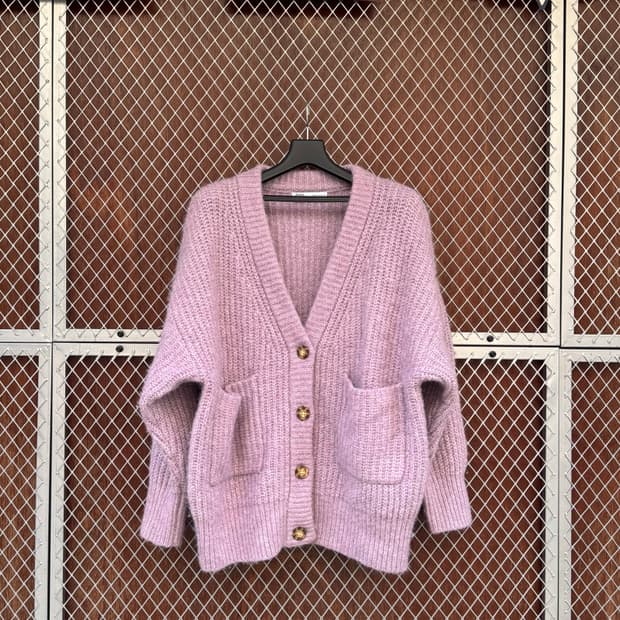 zara 자라 오버핏 앙고라 울 아방가르드 핑크 니트 가디건 M