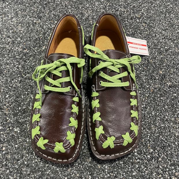 빈티지 캠퍼 에키 레이스업 브라운 레더 로퍼 B3687