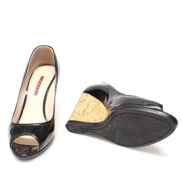 Prada open toe wedge heels 240