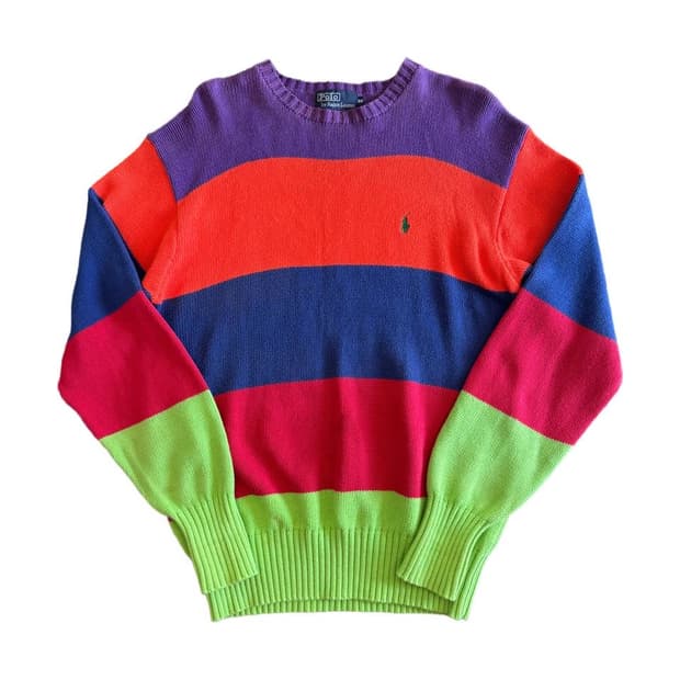 90s PRL striped cotton sweater