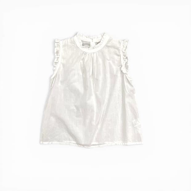 Frill Detail White Sleeveless Top