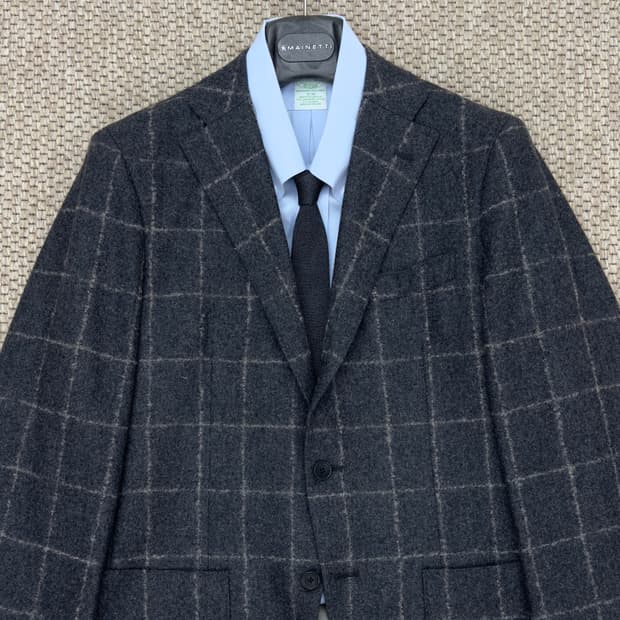 더수트컴퍼니 이탈리아 까노니코 원단 체크 자켓
