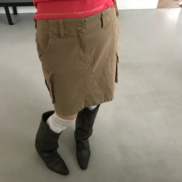 vintage beige cargo skirt