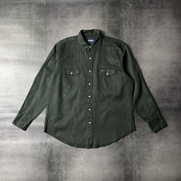 WRANGLER 랭글러 빈티지 딥그린 웨스턴 코튼셔츠 A00379