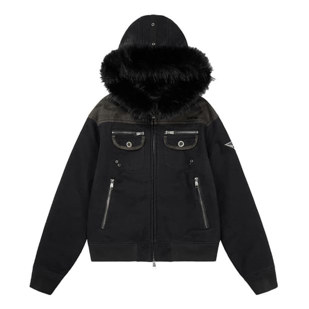 아캄 Fur Camo Contrast Jacket (Black) 퍼자켓