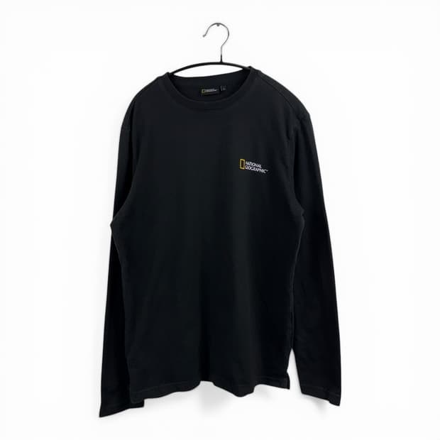 (L) 내셔널지오그래픽 로고 긴팔 티 블랙