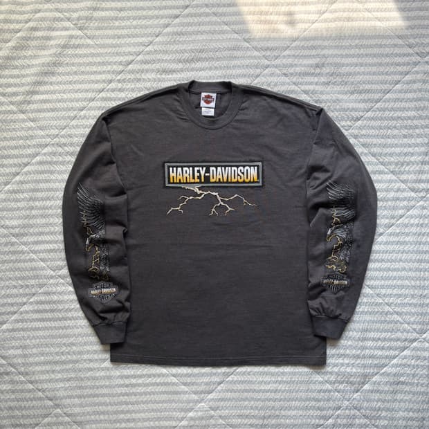 빈티지 할리데이비슨 라이트닝 롱슬리브 티셔츠
