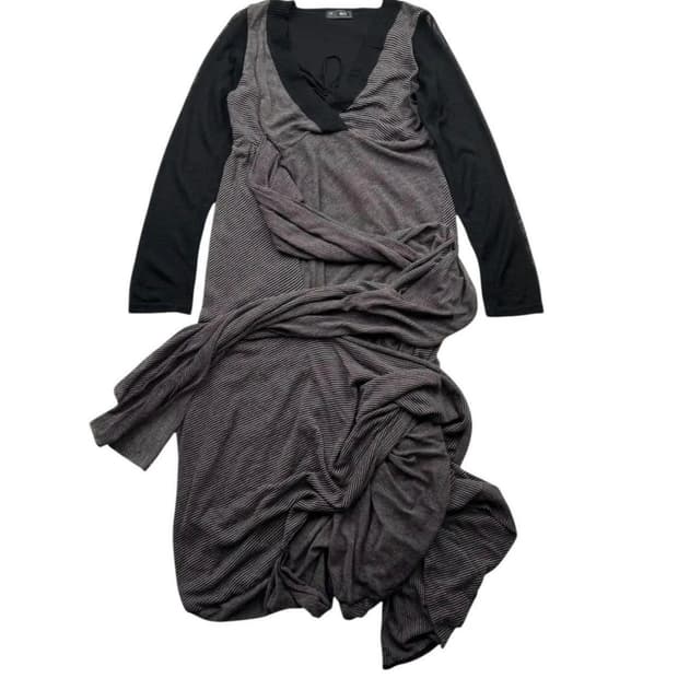 Vintage Asymmetry Dress With Long Sleeve