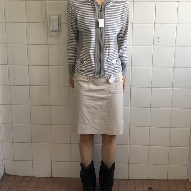 Hiroko bis stripe pattern hood zip up