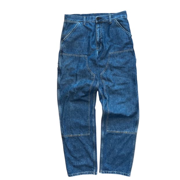 칼하트 wip 더블니 블루 스톤워시드 카펜터 데님