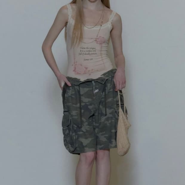 스컬프터 twill cargo half pants 카모 버뮤다팬츠 xs