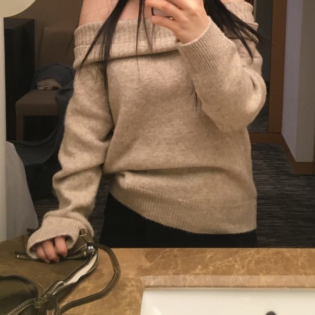 오프숄더 니트(베이지,블랙,그레이)