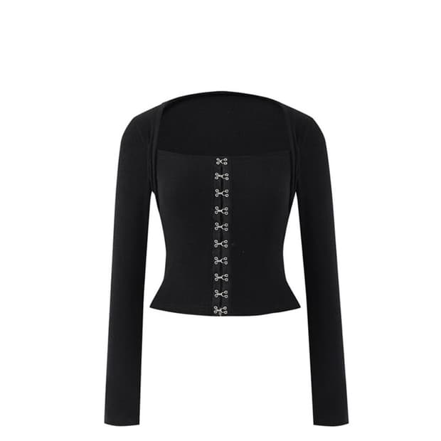 낫유어로즈 후크 스퀘어 탑 블랙