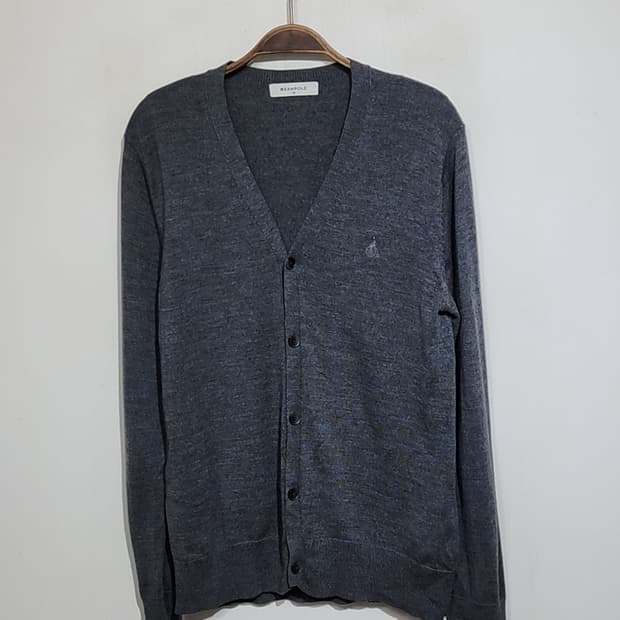 (90) 빈폴 가디건 차콜 브이넥 캐주얼 울 100%