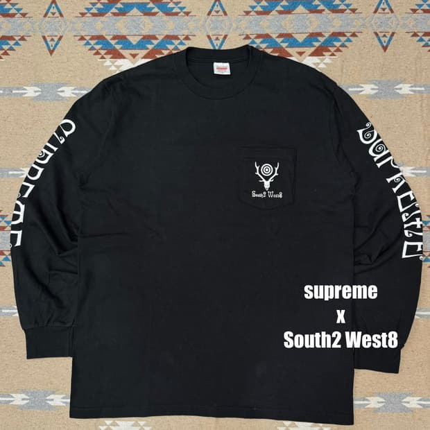 [M] 슈프림 x 사우스2 웨스트8 롱슬리브 포켓 티셔츠 블랙 