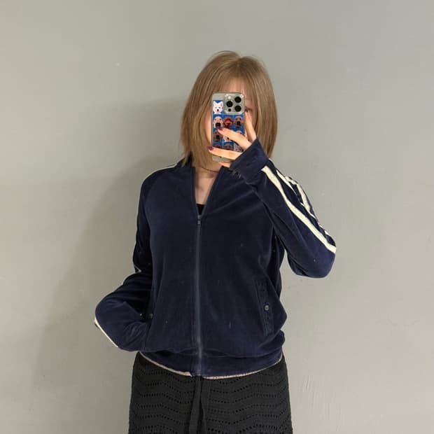 lace line detail velvet track zip-up