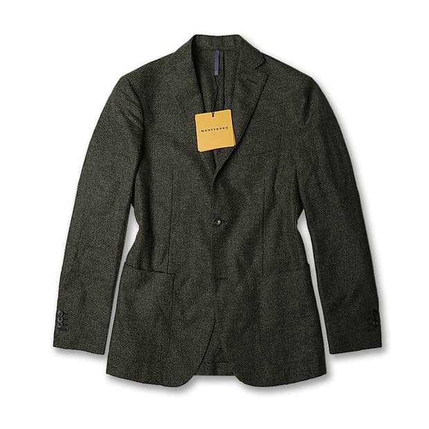 몬테도로 [Montedoro] 버진 울 코튼 캐시미어 카키 트위드 자켓