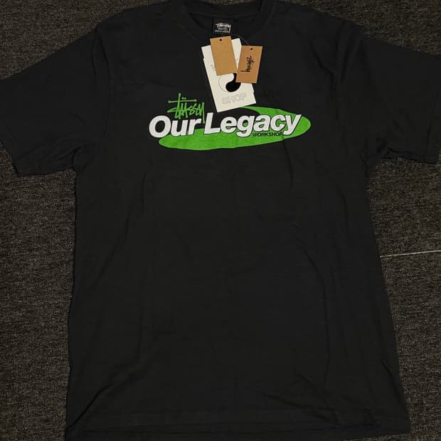 [M] 스투시 x 아워레가시 워크샵 스윌 피그먼트 다이드 티셔츠 블랙