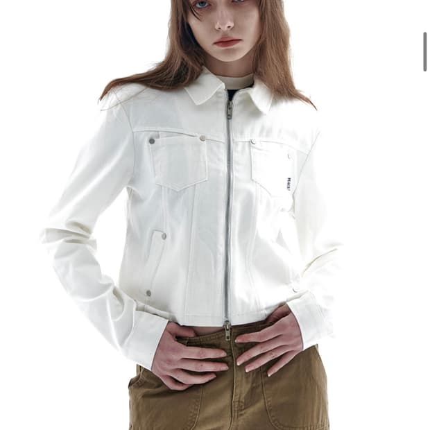 리벳 카라 라이더 인시전 투웨이 데님 집업 자켓