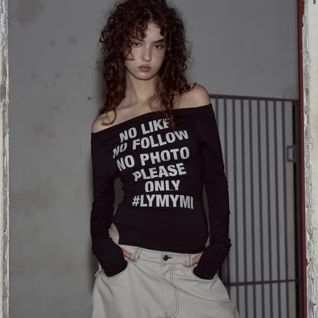 Kacy Lettering Long Off-Shoulder Top 