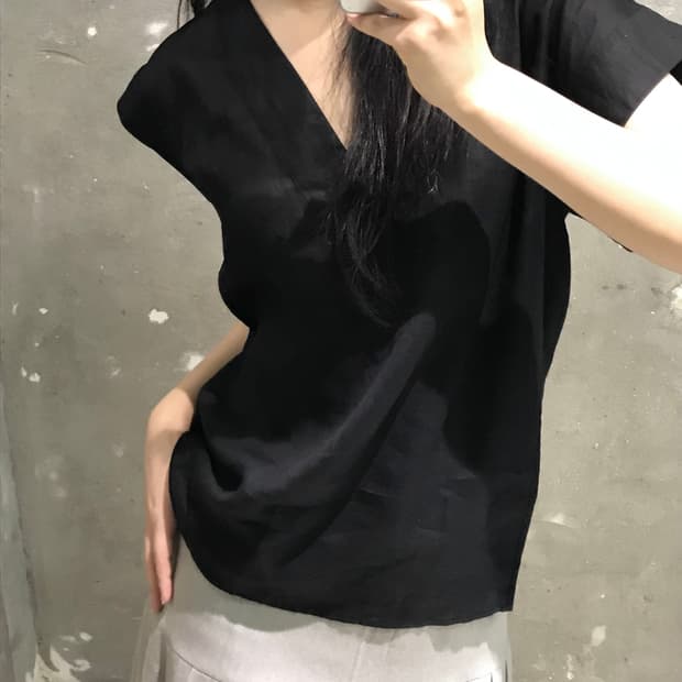 입생로랑 90‘s 린넨 반팔 블라우스