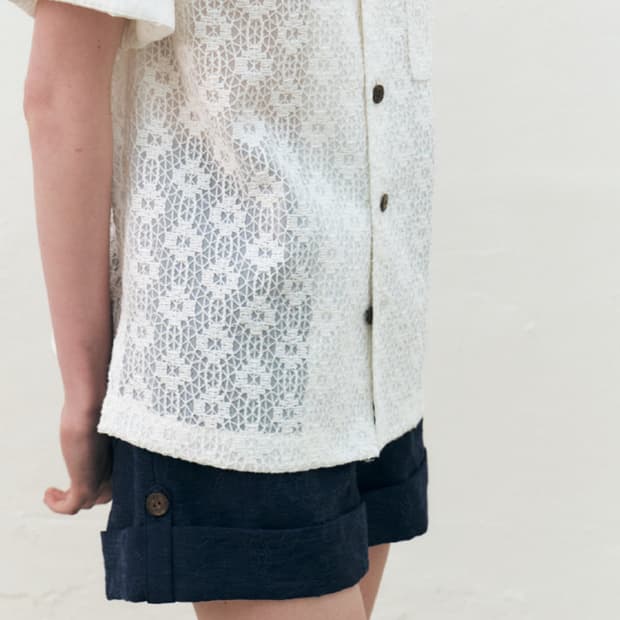 쿠메 kume lace embroidered cotton shirt