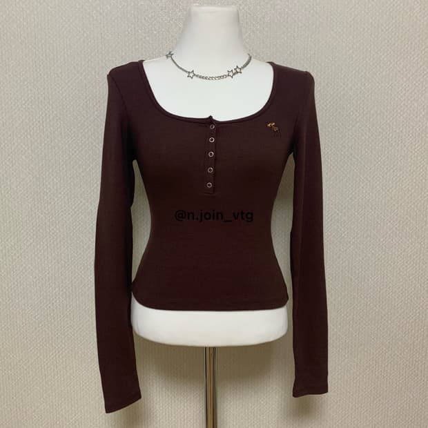 아베크롬비 헨리넥 브라운 크롭 롱슬리브 긴팔