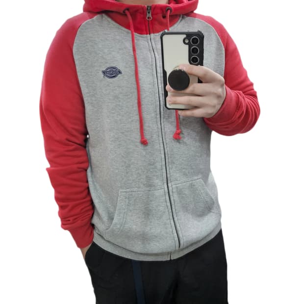 M 95-100 디키즈 나그랑 배색 후드집업 그레이 레드