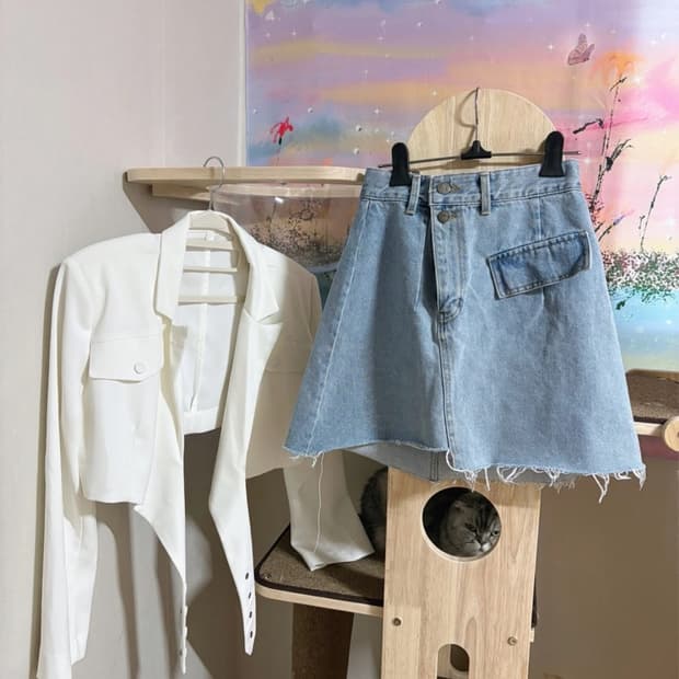 투버튼 연청스커트 (정가42,000)