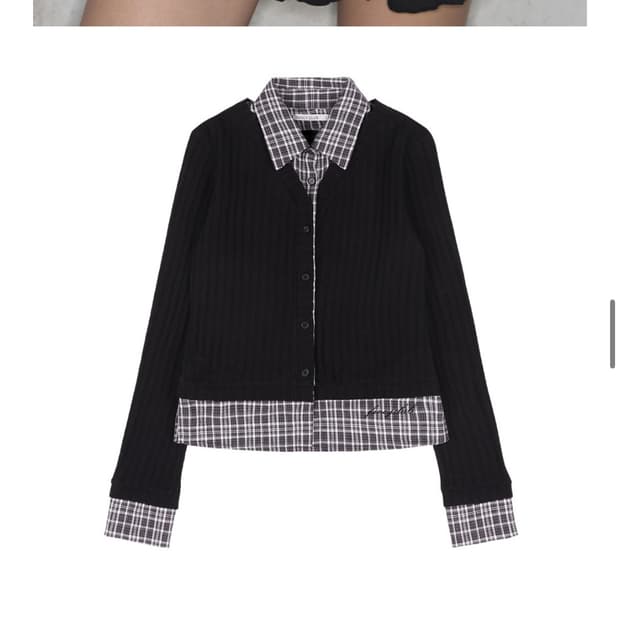 팬시클럽 check shirts layered cadigan