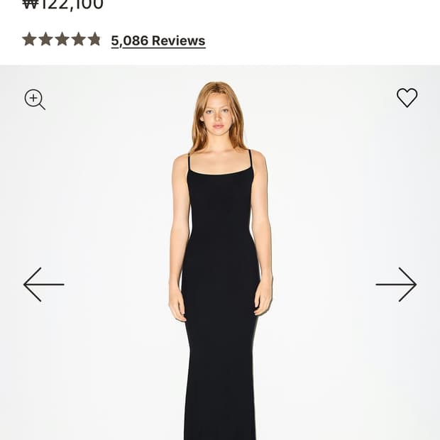 SKIMS 롱 슬립 드레스 블랙 S