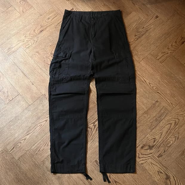 [30]칼하트 WIP 블랙 립스탑 레귤러 카고 팬츠