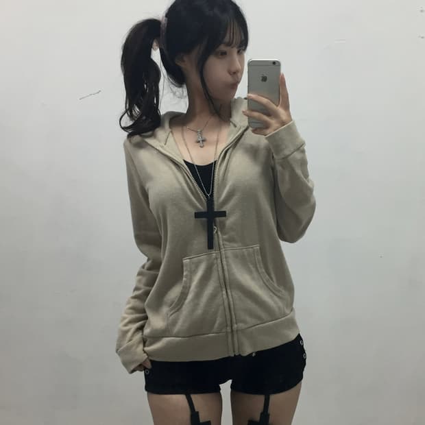 [COLZA] 콜쟈 라떼갸루 글리터 하트 참 후드집업