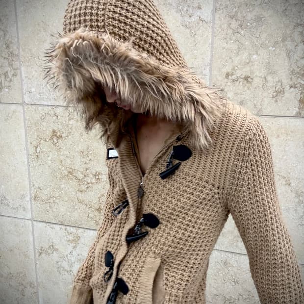 “More Core Division” Y2K Beige Fur Knit 