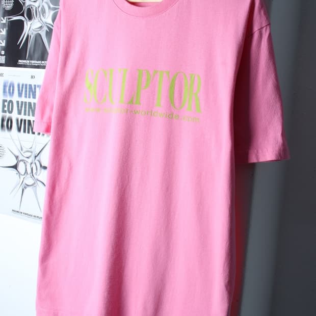 (L-2XL) 스컬프터 반팔 티셔츠 빅로고 핑크 올드스쿨-7B5F
