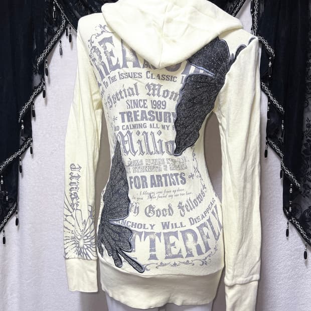 glitz 글리츠 갸루 펑크 y2k 와투케 레터링 투웨이 후드집업 원피스